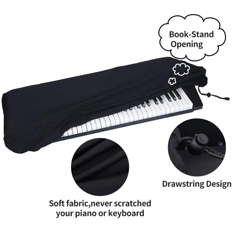Cubiertas de teclado de Piano de 61/88 teclas, cubiertas impermeables plegables a prueba de polvo estirables, con cierre de cordón - imagen 4