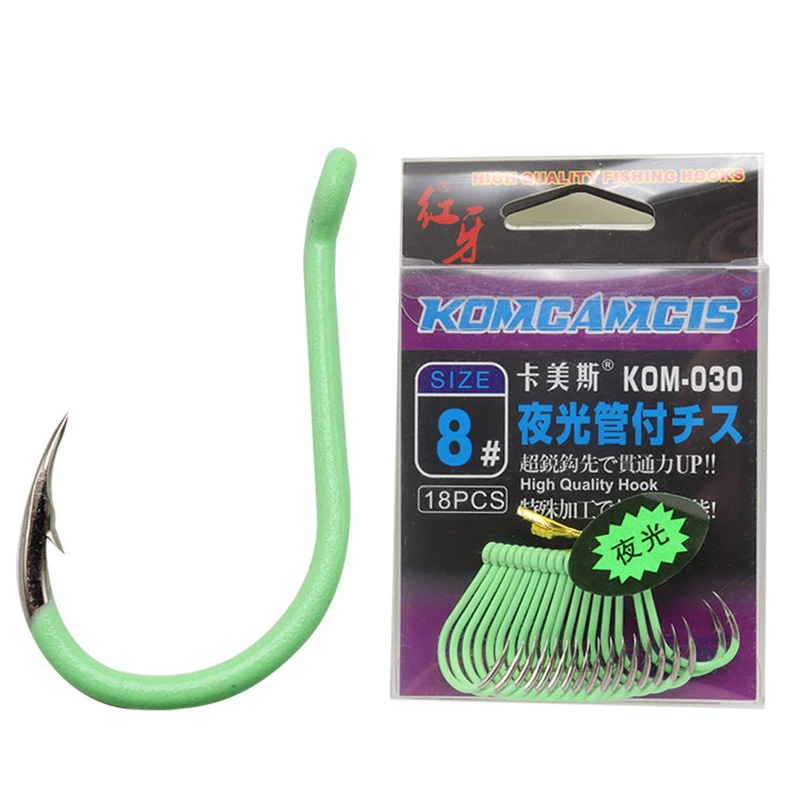 Anzuelos Chinu luminosos ZYZ, 12/24 unids/caja, anzuelos CHINU de acero rico en carbono, anzuelos fluorescentes para pesca nocturna, aparejos de anzuelos para carpa - imagen 3