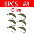6pcs Olive Size 8