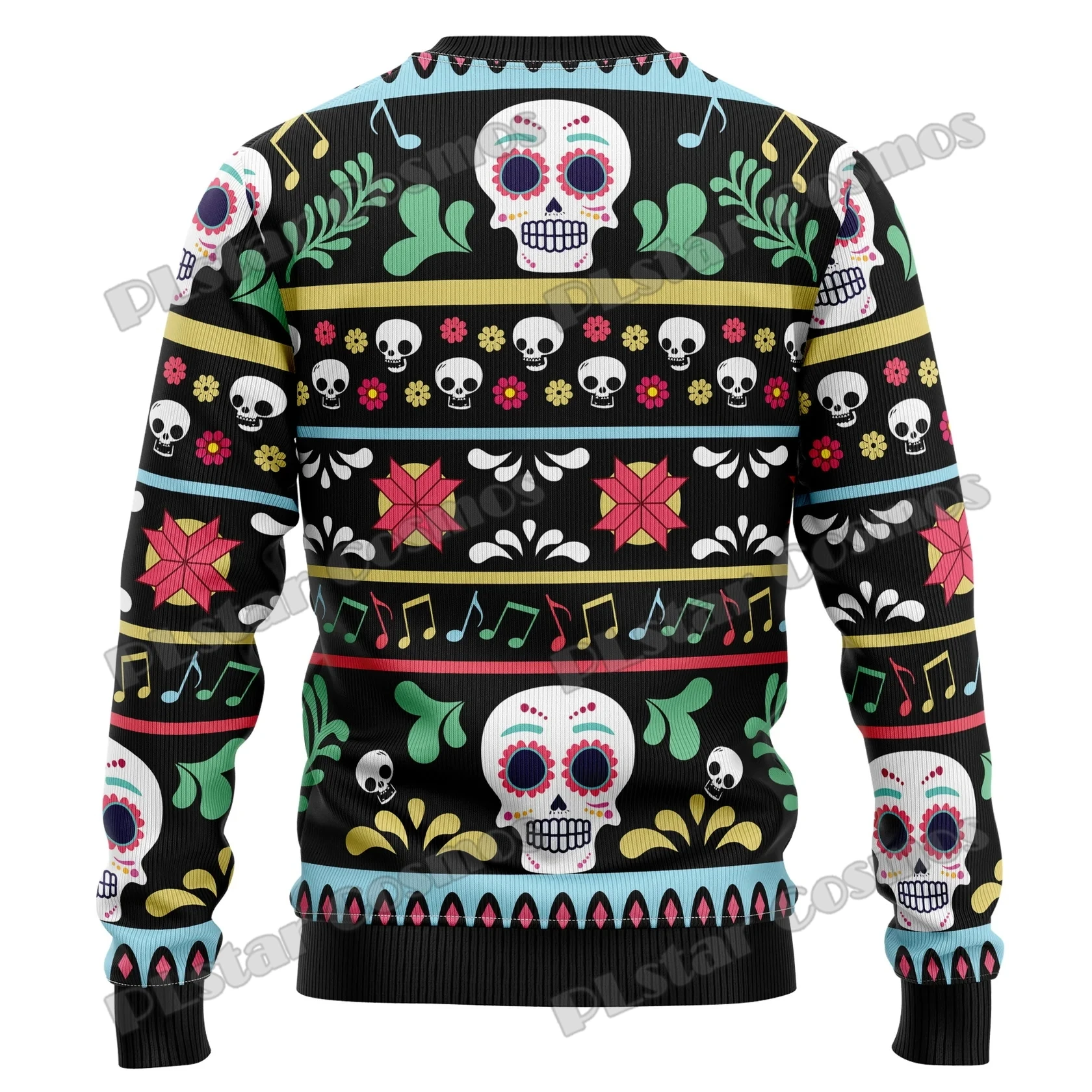 Otoño Invierno Unisex Casual Jersey de punto suéter esqueleto Feliz Navidad cráneo 3D impreso hombres feo suéter de Navidad KMY13 - imagen 2