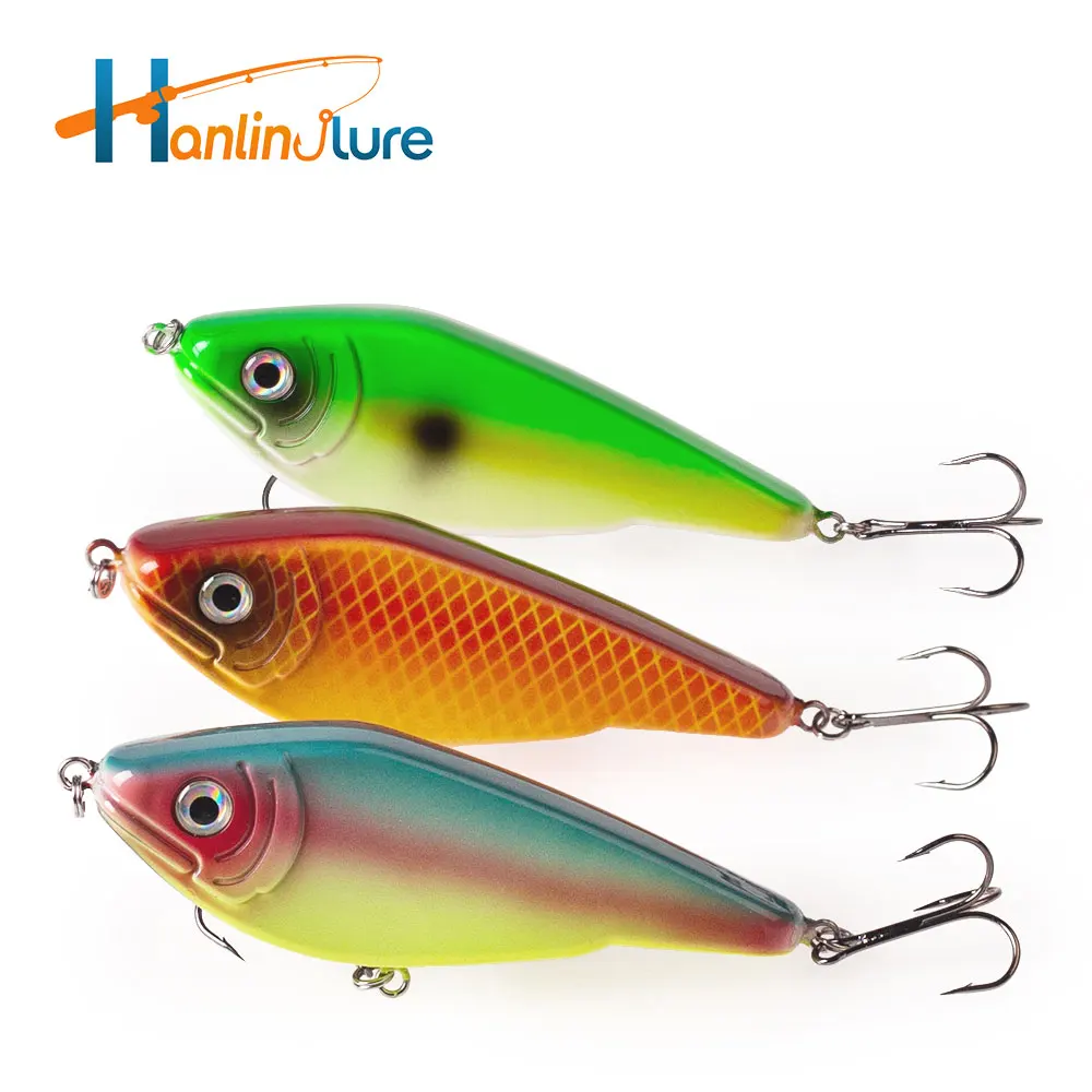 Hanlin 5,12 pulgadas/1,72 oz planeador hundido Jerkbait almizclado Pike slider Señuelos de pesca de lubina duro Jerk pesca cebo Artificial aparejos de lubina - imagen 5
