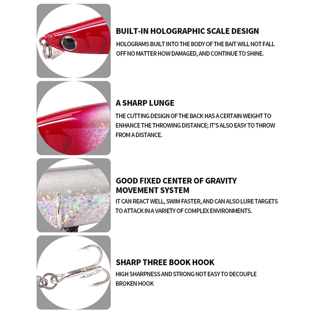 Señuelos de Pesca de 10,5 cm y 31,2g, cebo duro Artificial de fundición larga, Jerkbait, para pesca de lubina en agua de mar, Minnow Wobbler, MN621 - imagen 5