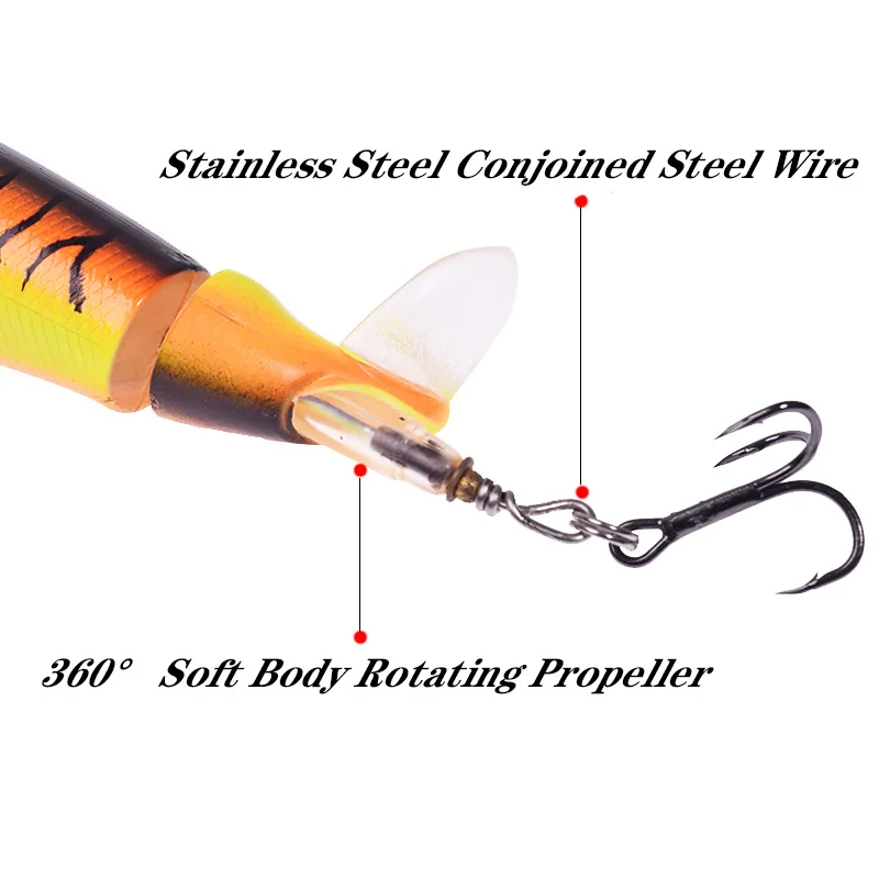 Señuelo de pesca Whopper Plopper Top Water Popper, 100mm/13,5g, cebo duro Artificial, Wobblers giratorios, aparejos de pesca de cola suave - imagen 4