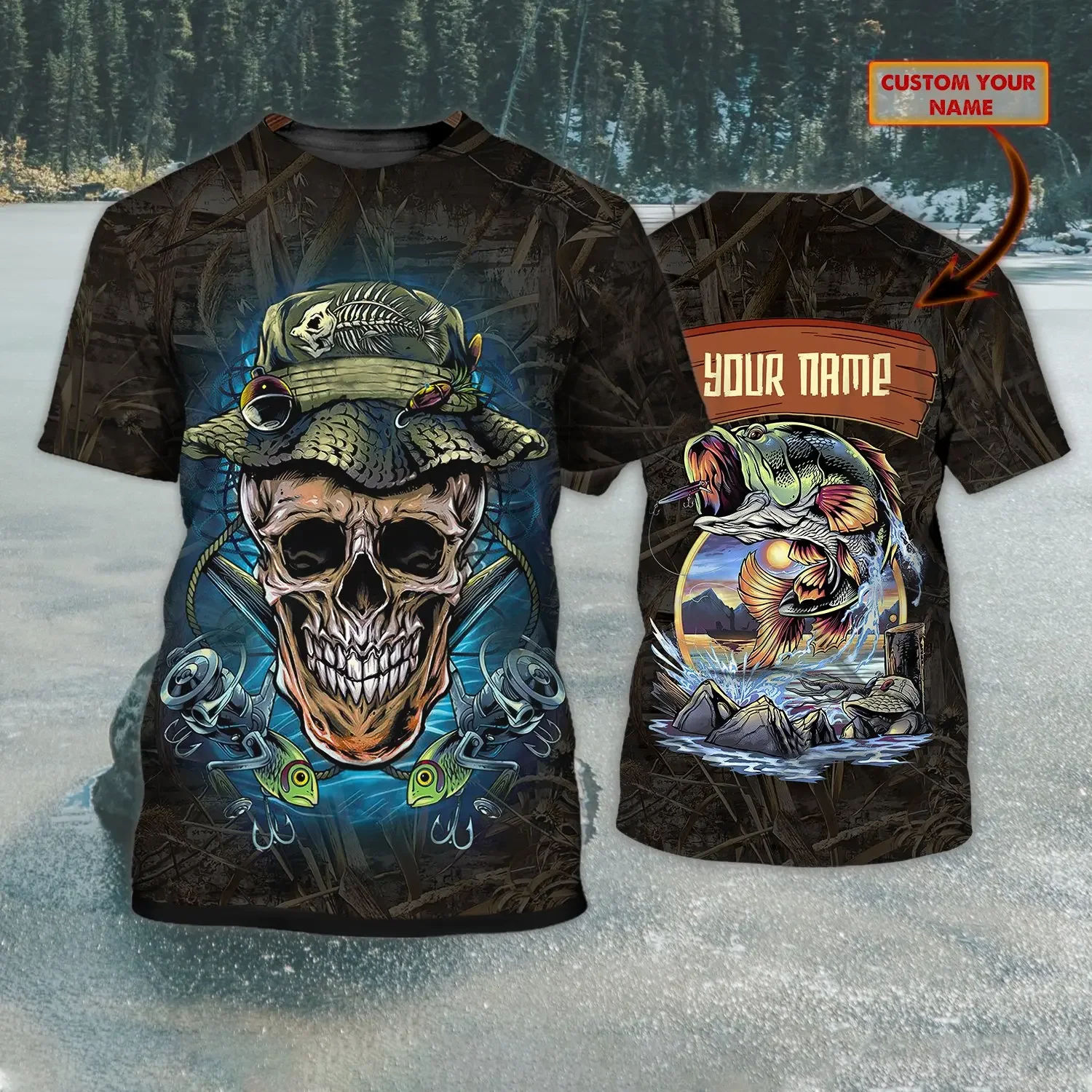 Camiseta Vintage de pesca con nombre personalizado 3D completamente estampado para hombre, pantalón corto informal Unisex de verano fresco, camiseta de manga TX263 - imagen 4