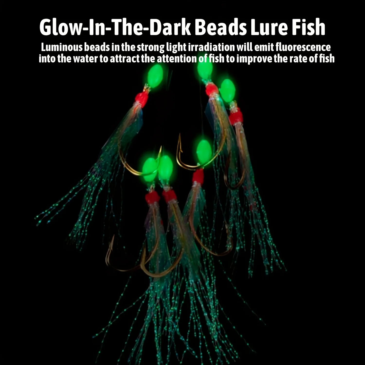 5 aparejos Sabiki con 30 anzuelos, preatados para pesca en agua salada y dulce, anzuelos de pesca de alto carbono con cuentas brillantes - imagen 3