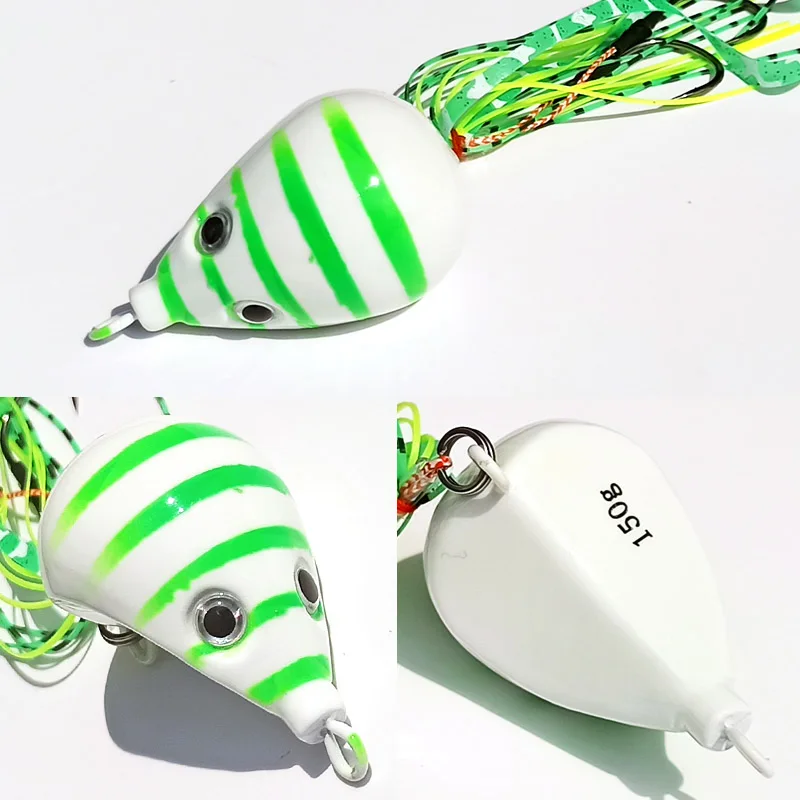 1 unidad 40g 60g 80g 100g 120g 150g Inchiku señuelos de Jigging plantillas de Metal luminosas señuelo ojos 3D plomo Jig cabeza barco cebos de pesca - imagen 3