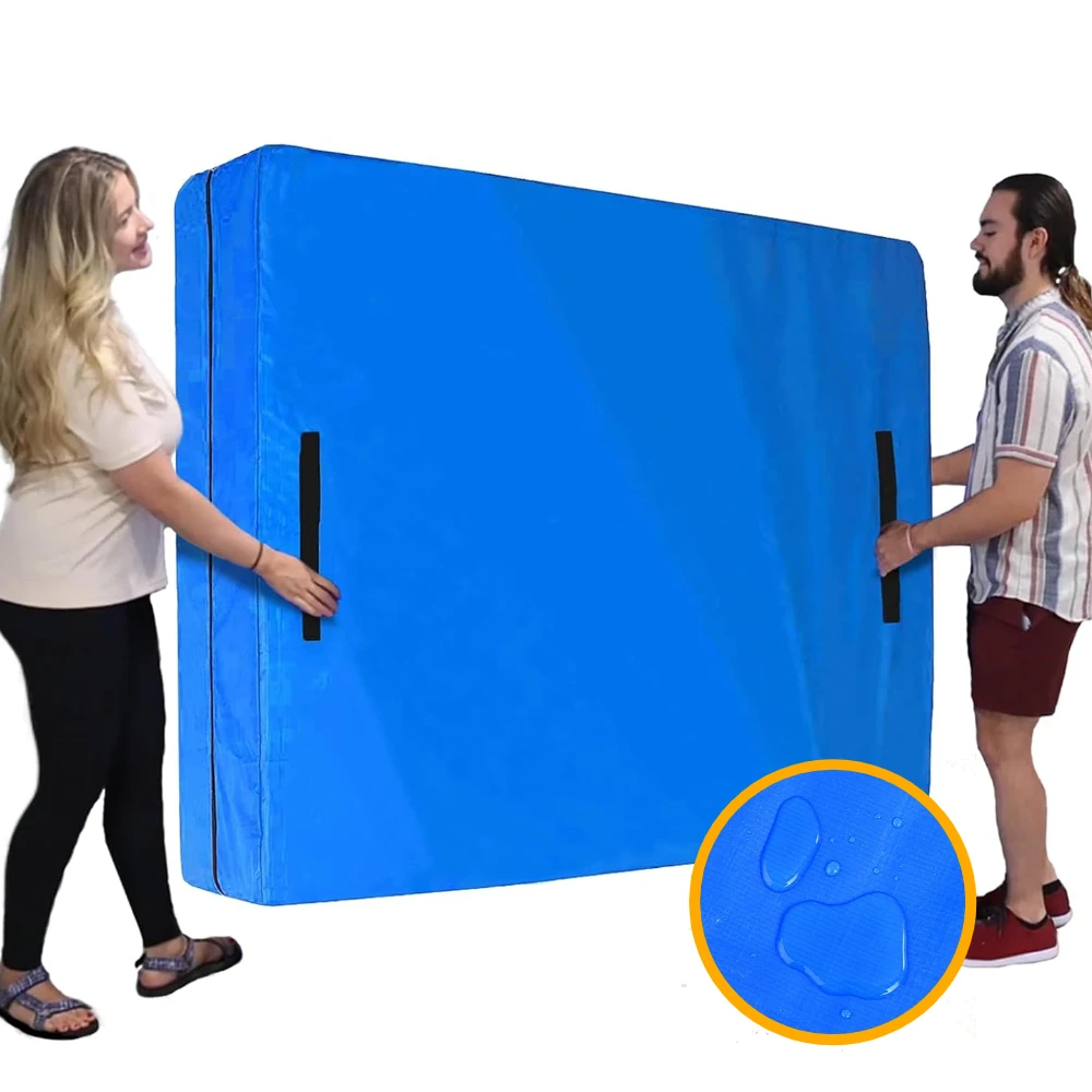 Bolsas de colchón para mover Protector de colchón impermeable Extra grueso grande reutilizable funda de colchón bolsas de almacenamiento con 8 asas - imagen 2