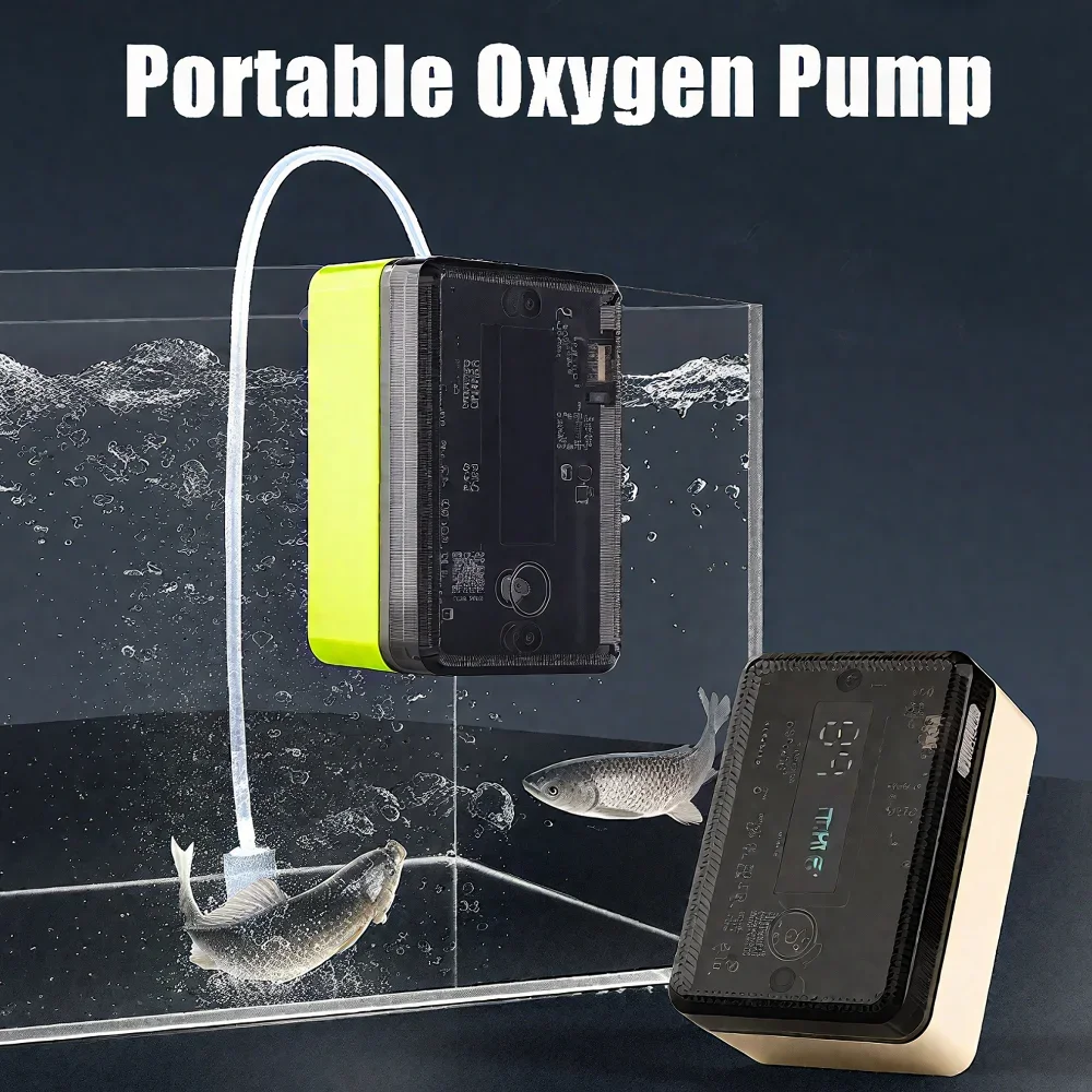 Bomba de aire de oxígeno portátil, compresor de acuario con pantalla táctil, generador de oxígeno para pecera, fabricante de burbujas de acuario recargable para pesca - imagen 2