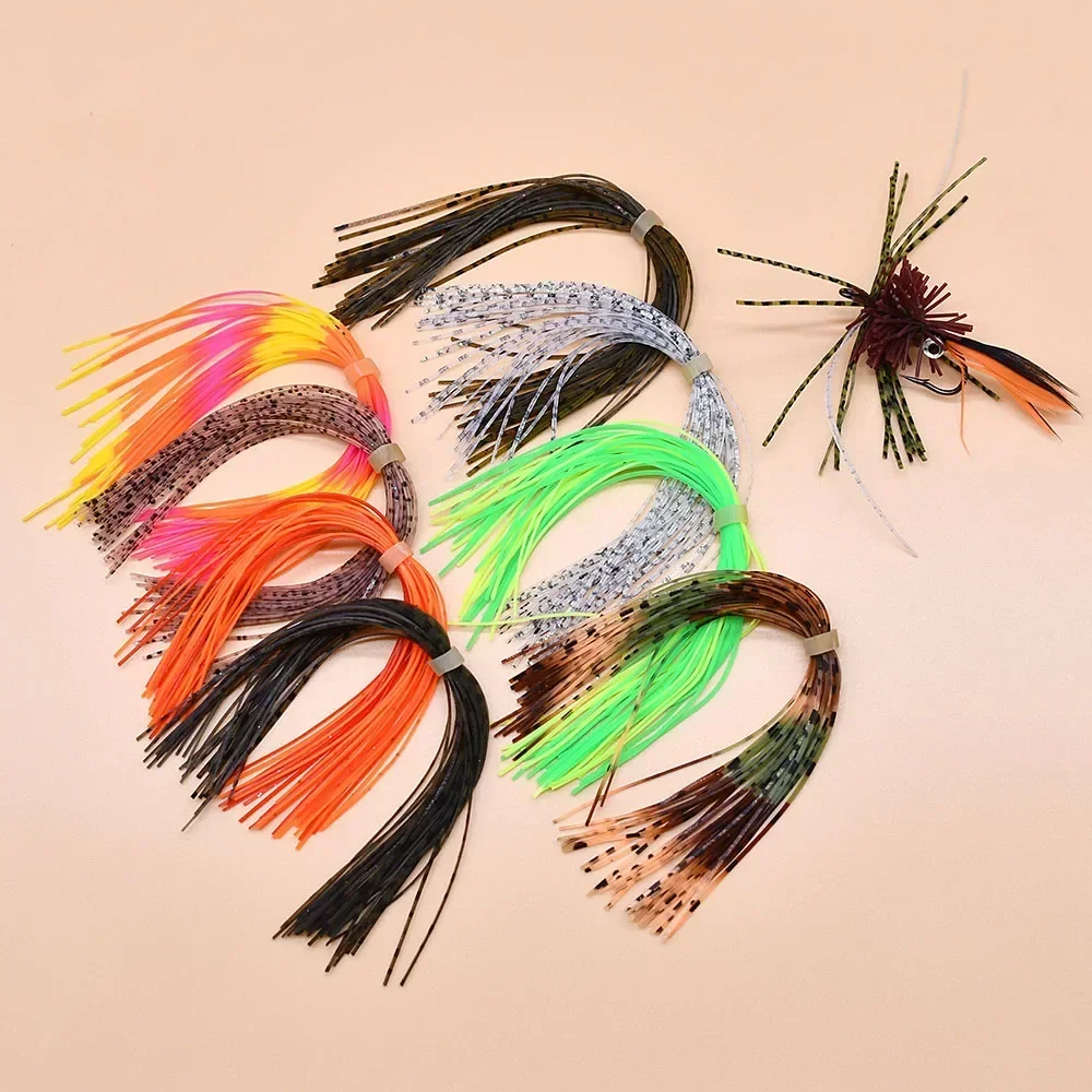 MNFT 8 mechones 13cm de longitud Material para atar moscas Streamer piernas de ninfa Buzzbaits Spinner brillo Color barrado Jig falda de calamar - imagen 3