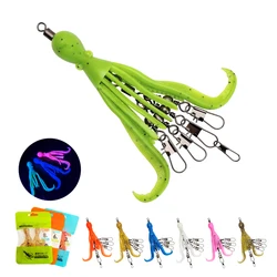 Nuevo Señuelo de pesca con brillo UV de pulpo, 2 uds., 3 # 6 # 8 #   Grupo de pesca giratorio, cebo Artificial suave, cebo de capítulo de calamar, herramientas de pesca de mar