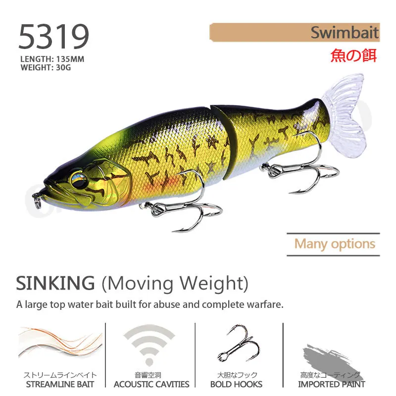 SwimBait-señuelo de Pesca de hundimiento lento, 2022mm, vibración suave, Accesorios de Pesca de lucio y lubina, equipo Artificial de Mar Isca, 135 - imagen 2