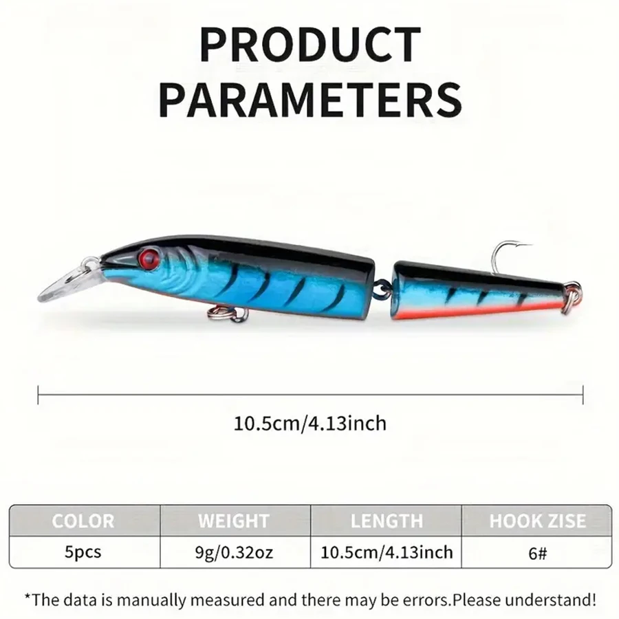 5 unids/caja Crankbaits de varias secciones Señuelos de Pesca Swimbait cebos duros Wobblers artificiales para Lucio Trolling aparejos de pesca de carpa - imagen 4