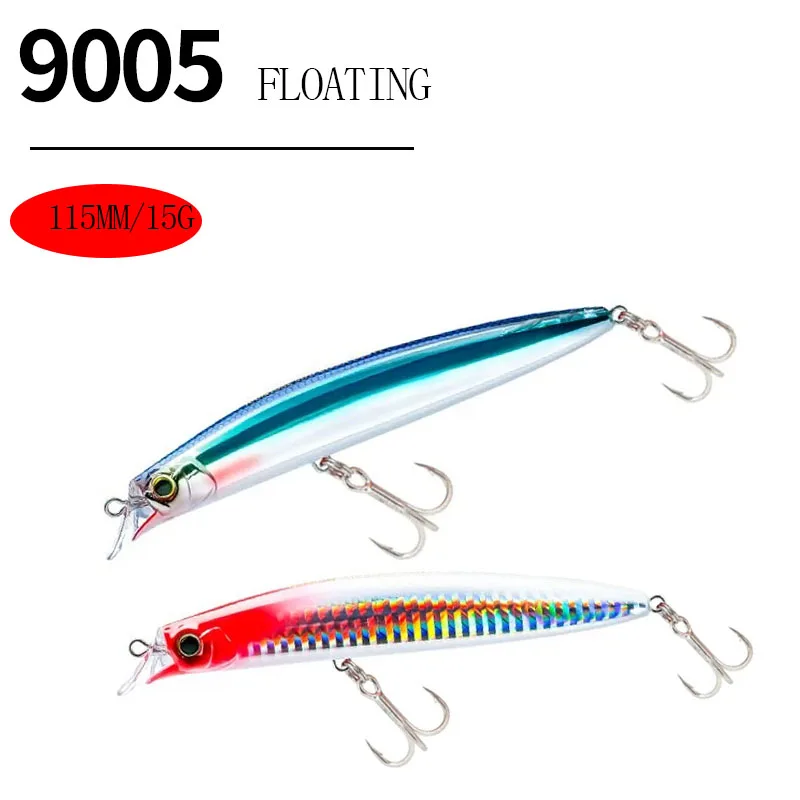 Señuelos de Pesca flotantes de pececillo, cebo Artificial de fundición larga, trucha de agua salada, Wobbler, Swimbait, equipo de Pesca, 115mm, 15,5g - imagen 5