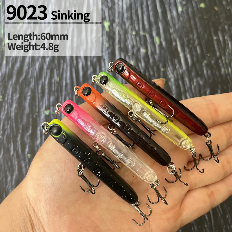 Señuelo de pesca con lápiz de hundimiento lento, 60mm, 4,8g, Wobblers, cebo duro Artificial para lubina, agua dulce, agua salada, aparejos de natación de plástico