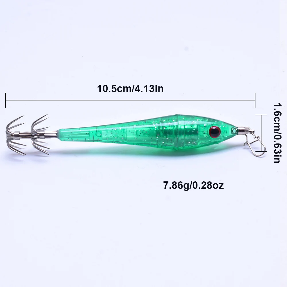 2 pcs LED underwater lure light, simulated bait with hook, electronic wooden shrimp, powerful double-layer squid - imagen 3