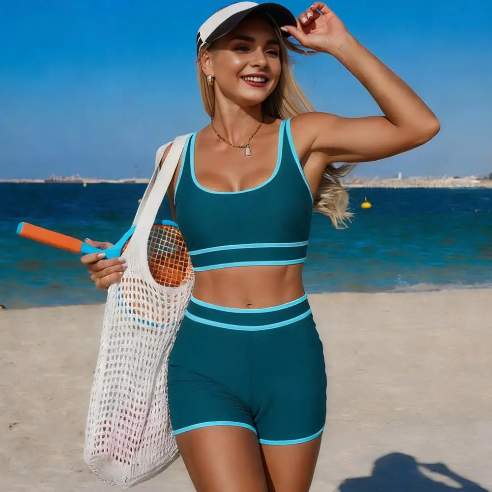 Traje de baño mujer racerback y shorts bóxer para pesca deportiva - imagen 4