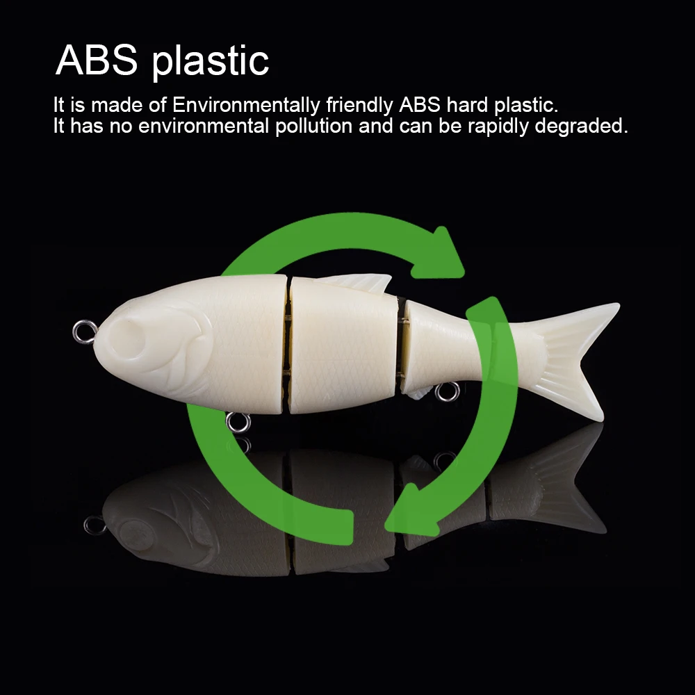 Hanlin-Cebo articulado sin pintar, 2/5 piezas, 12CM, 27,5G, Swimbait, perfecto para nadar y pescar, cebos duros, aparejos de lubina en blanco - imagen 5