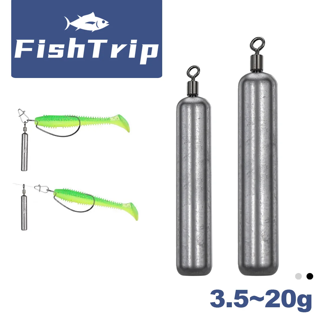 FishTrip pesas de pesca 5 ~ 20 piezas tubo bala plomada colgante para aparejo gratuito Jika Rig pesca plomo aparejos de pesca Accesorios