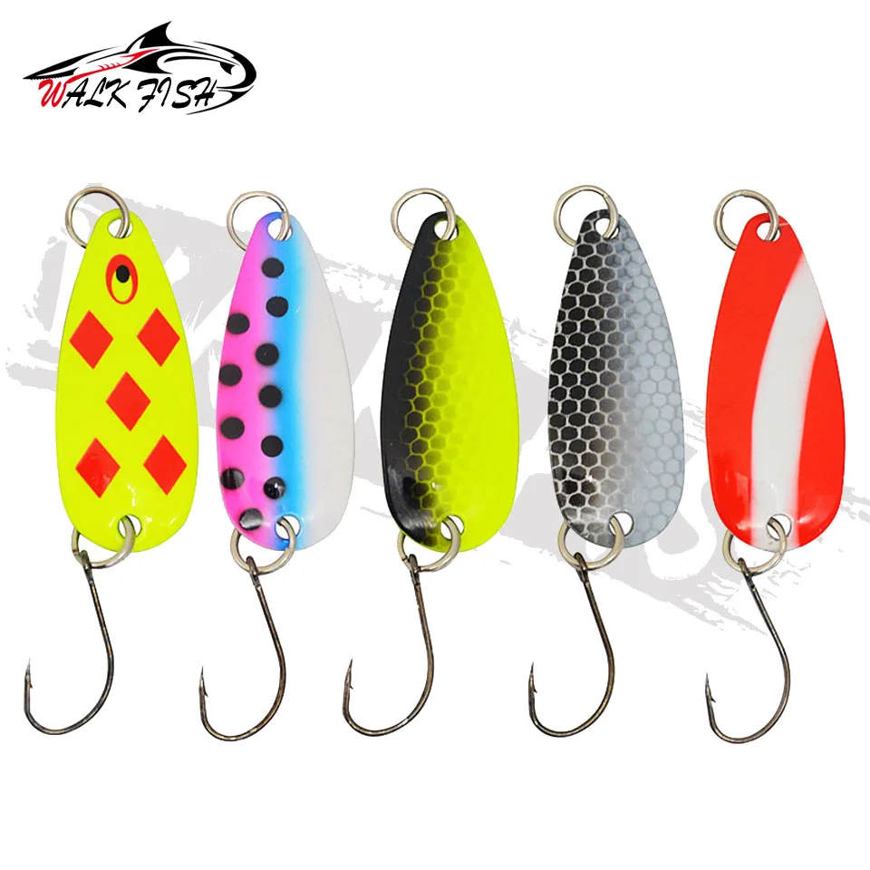 WALK FISH 1 Uds cebo cuchara para trucha 2g 3g 3,5g señuelo de pesca de Metal con un solo gancho cebo duro señuelos trucha perca Chub salmón - imagen 2