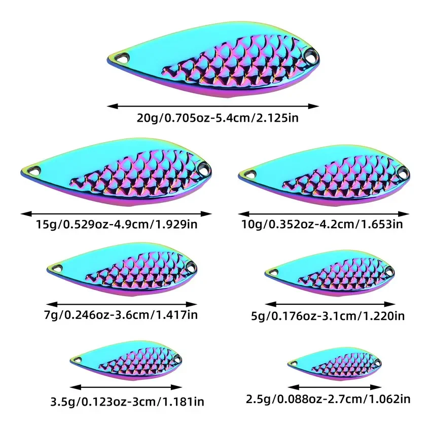 Señuelos de Pesca giratorios de Metal, 3 piezas, 7g, 10g, 15g, 20g, aparejos nocturnos, cebo de lentejuelas, Paillette de ruido con pluma, anzuelo triple - imagen 4