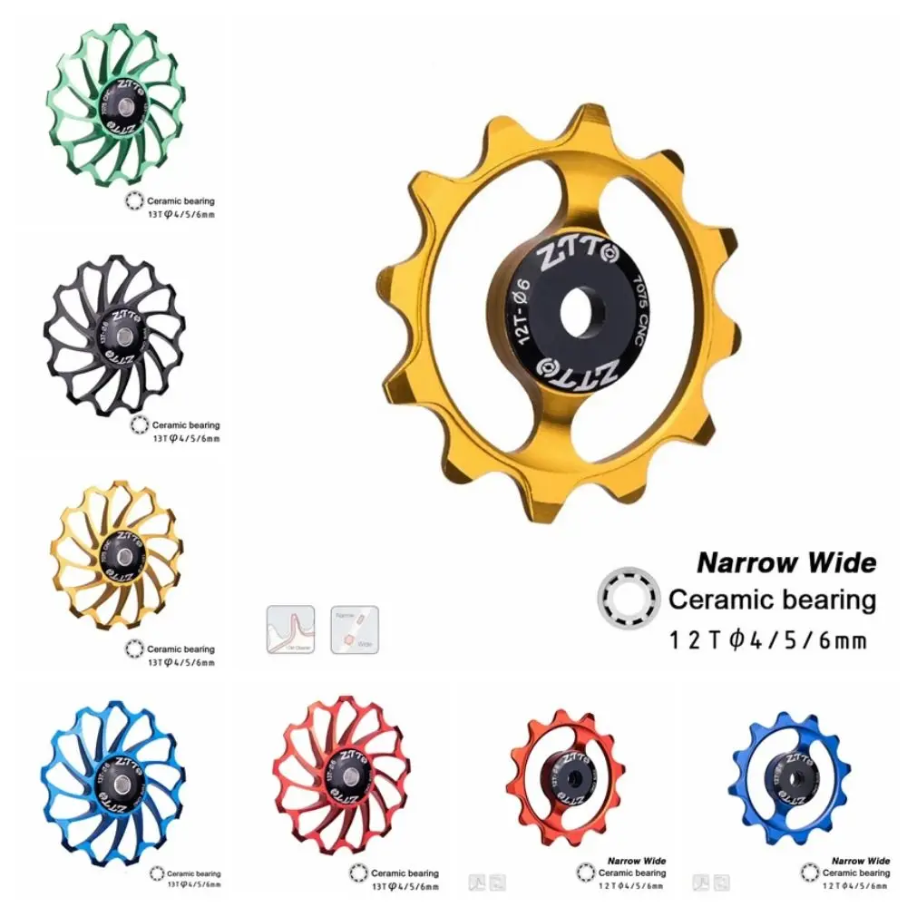 Desviador trasero de bicicleta de montaña, polea de rodamiento de cerámica, rodillo de rueda Jockey, estrecho y ancho, guía de bicicleta de carretera CNC, 12T, 13T, 4mm, 5mm, 6mm - imagen 4