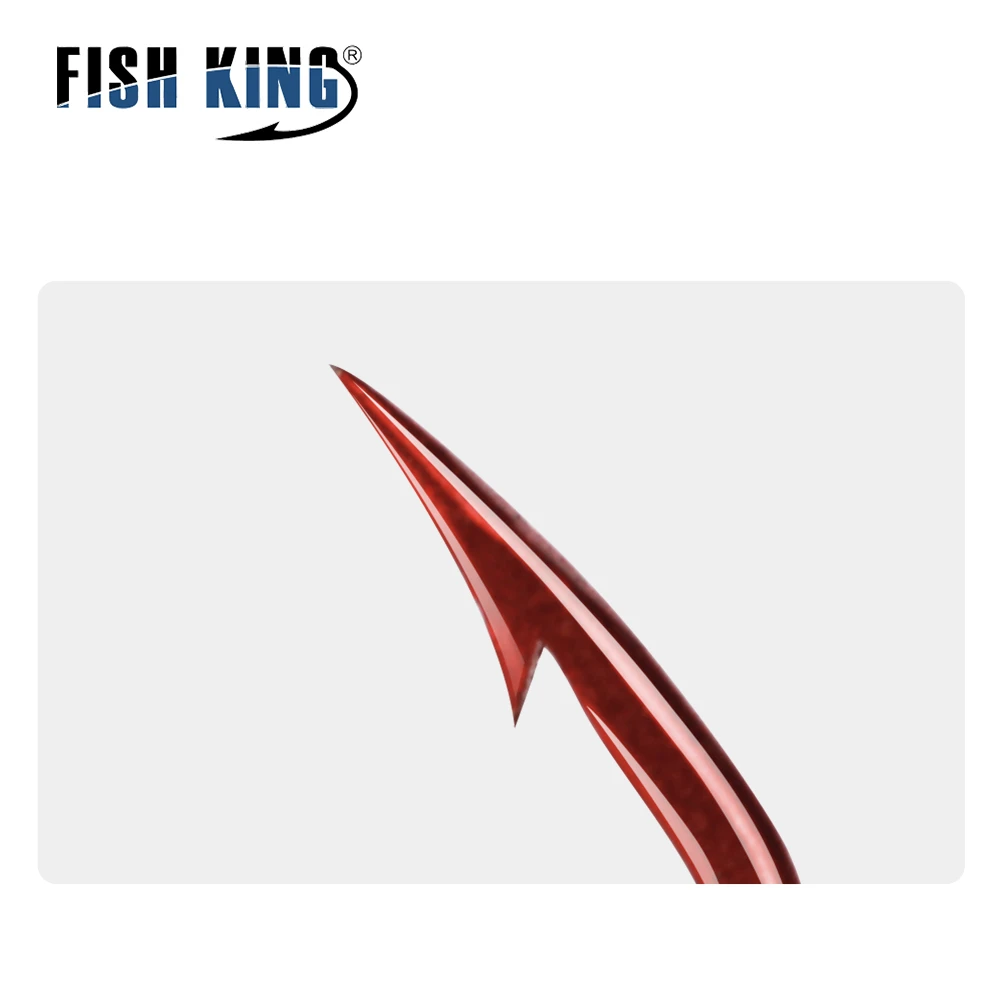 FISH KING-caja de anzuelos de carbono para pesca, 50/100 unidades, 6 #-14 # - imagen 5