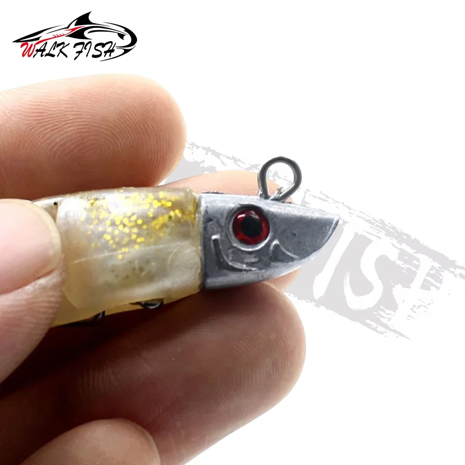 WALK FISH-cebo suave con cabeza de Jigging, 13cm, 26g, cola en T multicolor, cabeza de plomo en forma de pez, anzuelo de manivela, señuelo biónico, pargo - imagen 5