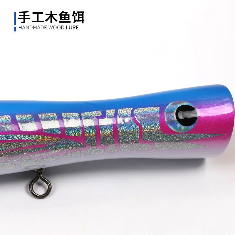 Cebo flotante de madera para peces, de 80g señuelo de pesca de arrastre, cebo de Bandera Azul GT, cebo de atún, cebo Artificial para pesca en el mar - imagen 3