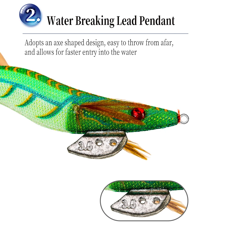 FSDZSO señuelo luminoso de calamar, anzuelo de plantilla, cebo de camarón, pulpo, sepia, plomo, plomo - imagen 5