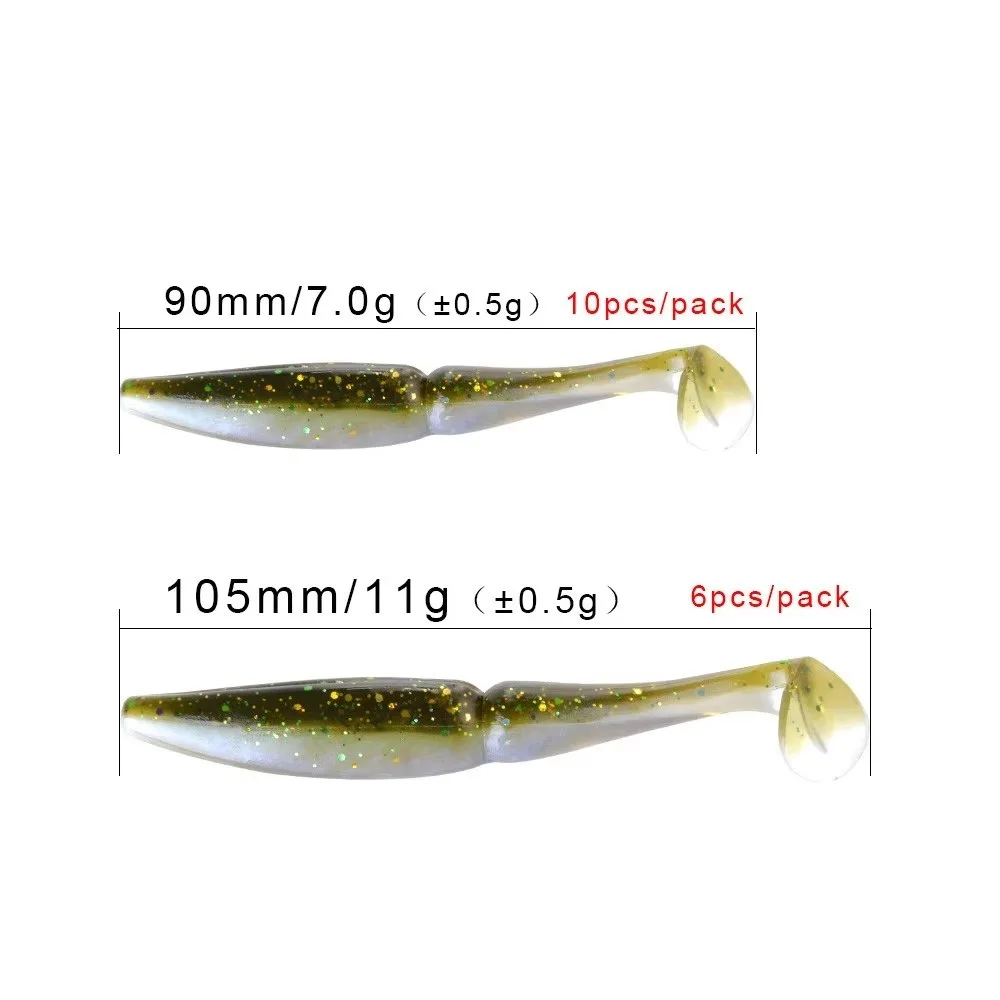 NGB 9cm/10,5 cm cebo de silicona cola en T gusano señuelo de pesca suave 6-10 Uds Jigging Shad cebo de pesca Artificial para Wobblers de lubina - imagen 2