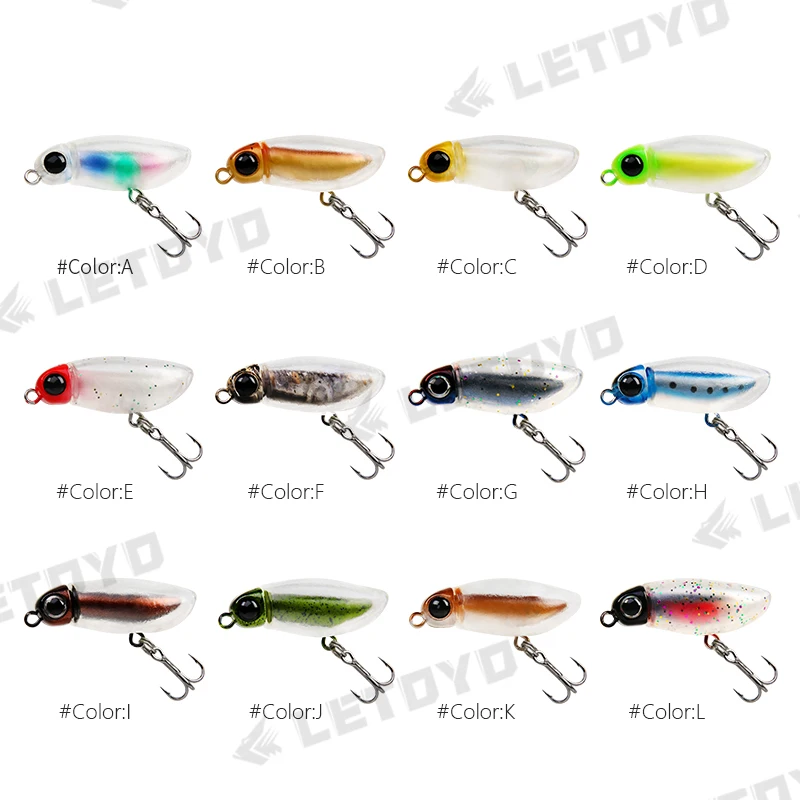 LETOYO, señuelo de pesca de trucha MuteBall Minnow38F/Pencil38F, cebo de insectos artificiales de superficie de 38mm y 2,7g, cuerpo de plástico suave, Mini señuelo flotante - imagen 4