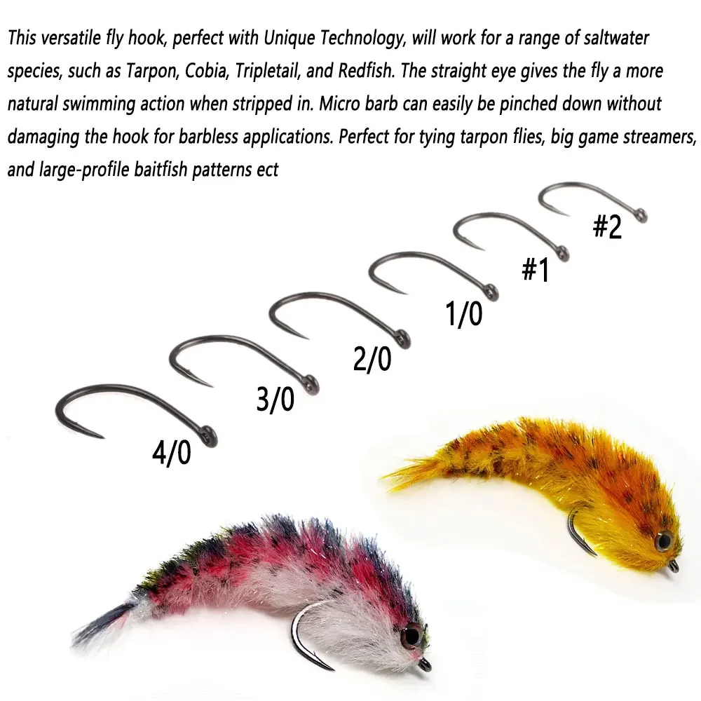 20 piezas C77SAP 3X fuerte 1X vástago corto anzuelo de mosca de juego grande para Baitfish Streamer Tarpon Cobia Tripletail Redfish Señuelos de pesca de mar - imagen 5