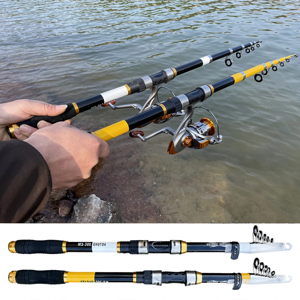 Juego de carrete y caña de pescar giratoria de fibra de carbono, caña de pescar telescópica portátil para lubina, serie 1000-5000m, 2,1-3,6 M - imagen 5