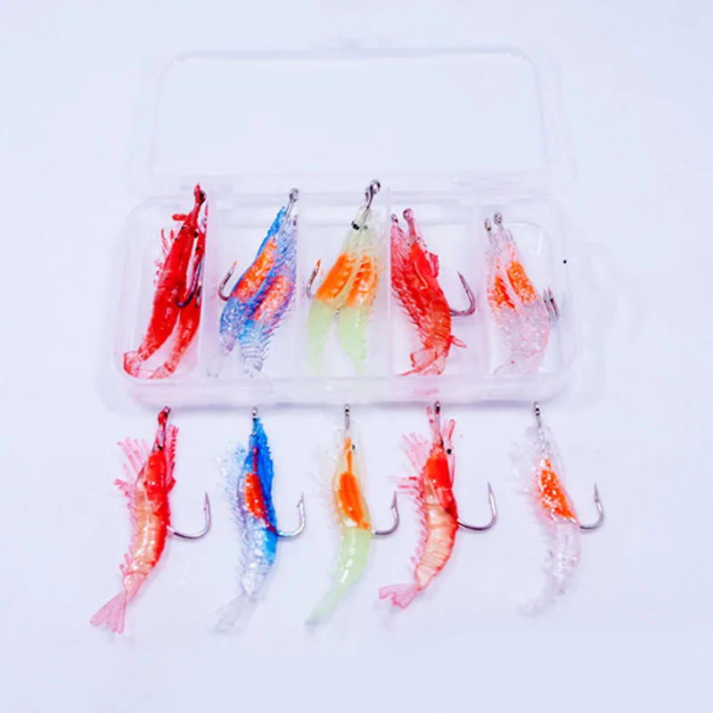 Señuelos de Pesca de plástico suave, Kit de camarones luminosos, cebo Artificial Wobblers para lubina Walleye 3g 6cm, 15 piezas - imagen 2