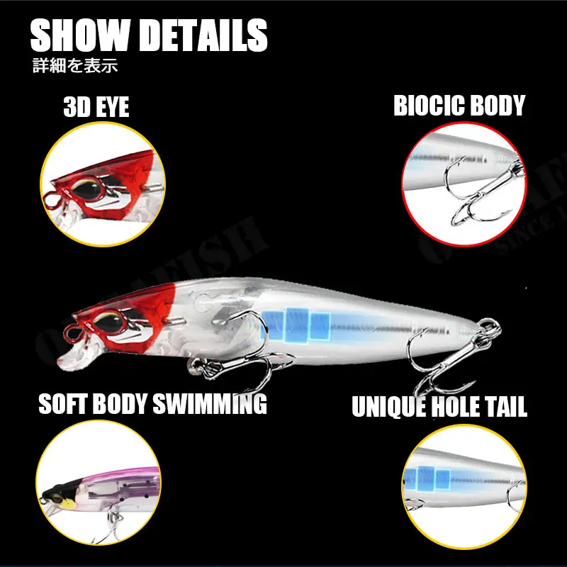 Señuelos flotantes de Pesca de lubina, cebo duro de 120mm y 100mm con hoja de Flash, buenos Wobblers, Accesorios artificiales de Mar Isca - imagen 4