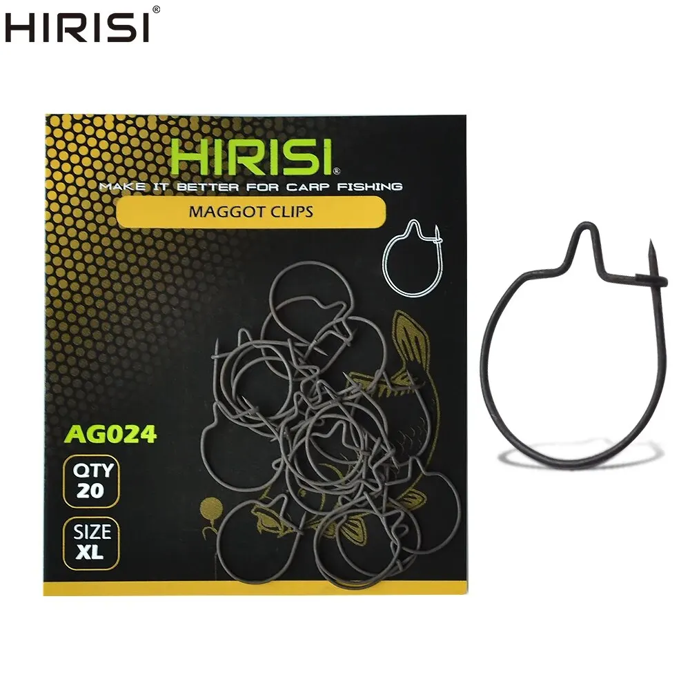 Hirisi 20 piezas aparejos de pesca de carpa Clips de gusano accesorios de pesca de carpa para cebo de carpa 4 tamaños disponibles AG023