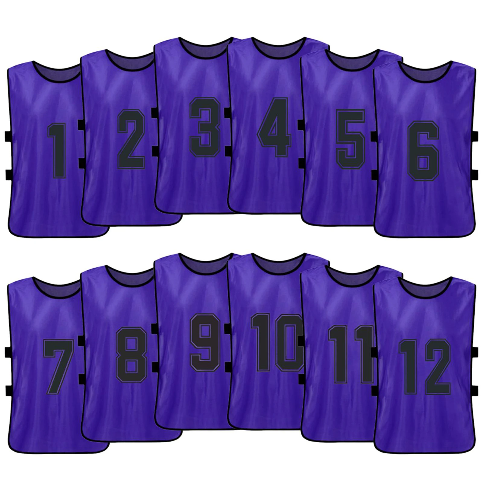 Pinnies numerados morados para equipos deportivos