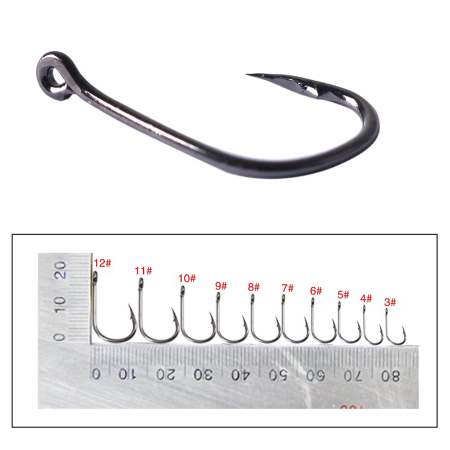 500 unids/caja círculo carpa ojo anzuelo de pesca tamaño 3-12 # Anzuelos de pesca con púas y ojo de anillo cerrado, anzuelos de pesca con plantilla única - imagen 3