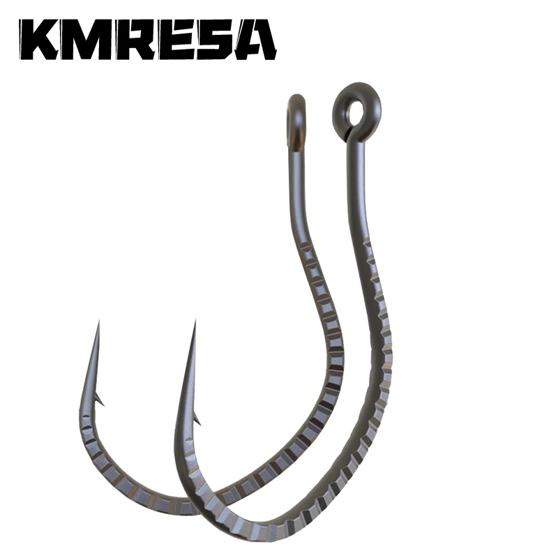 10 Uds. Anzuelos de pesca con señuelo 3 # -3/0 #   Anzuelo de acero rico en carbono con púas, cebo suave, anzuelos de gusano para accesorios de pesca de carpa