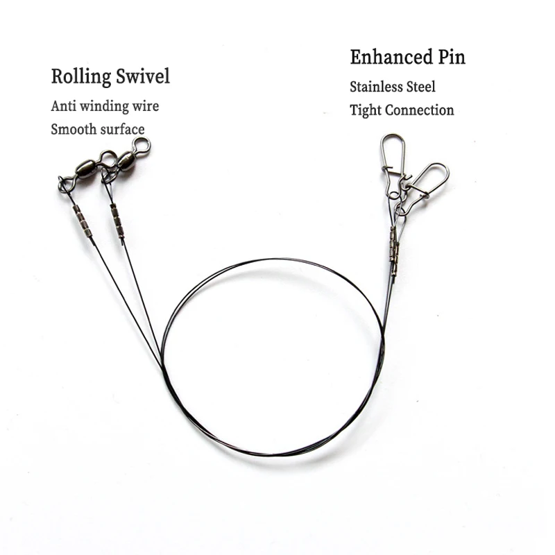 2 unid/bolsa líder de alambre de acero inoxidable línea de pesca de titanio con giratorios a presión correa Leadcore antimordida accesorios de pesca aparejos - imagen 3