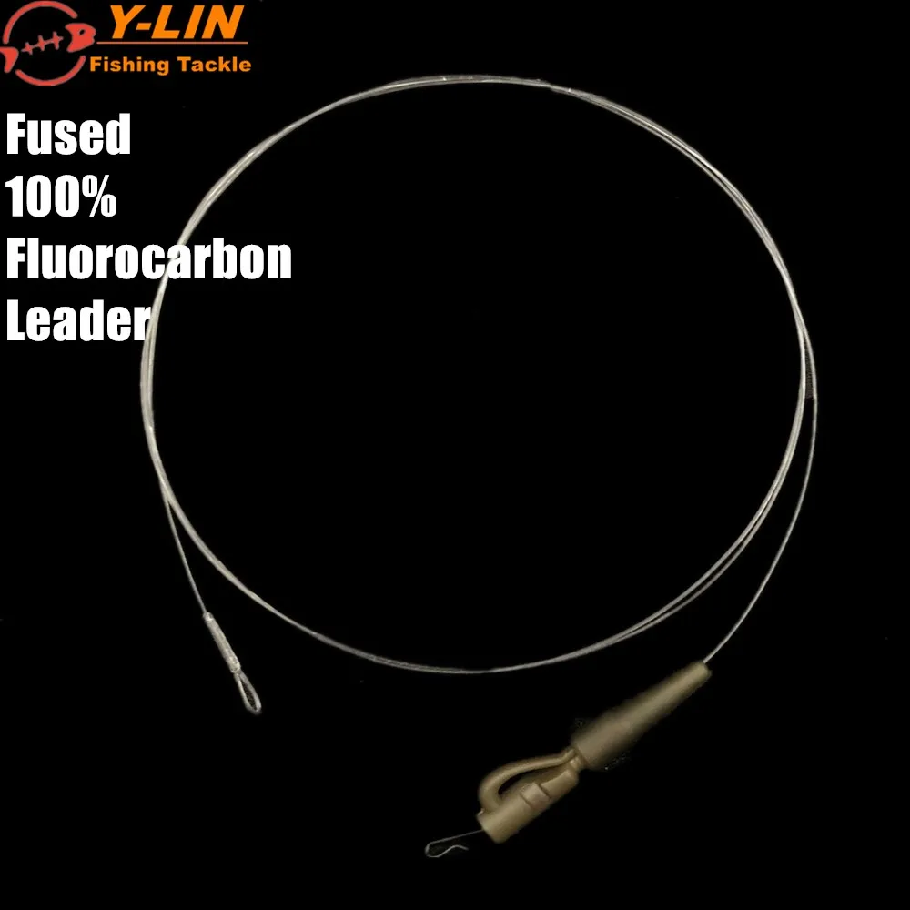 Accesorios de línea de líderes arrumados fundidos para pesca de carpa, 100% de fluorocarbono con Clips de plomo con pines, enlace de gancho, LeadCore para cables