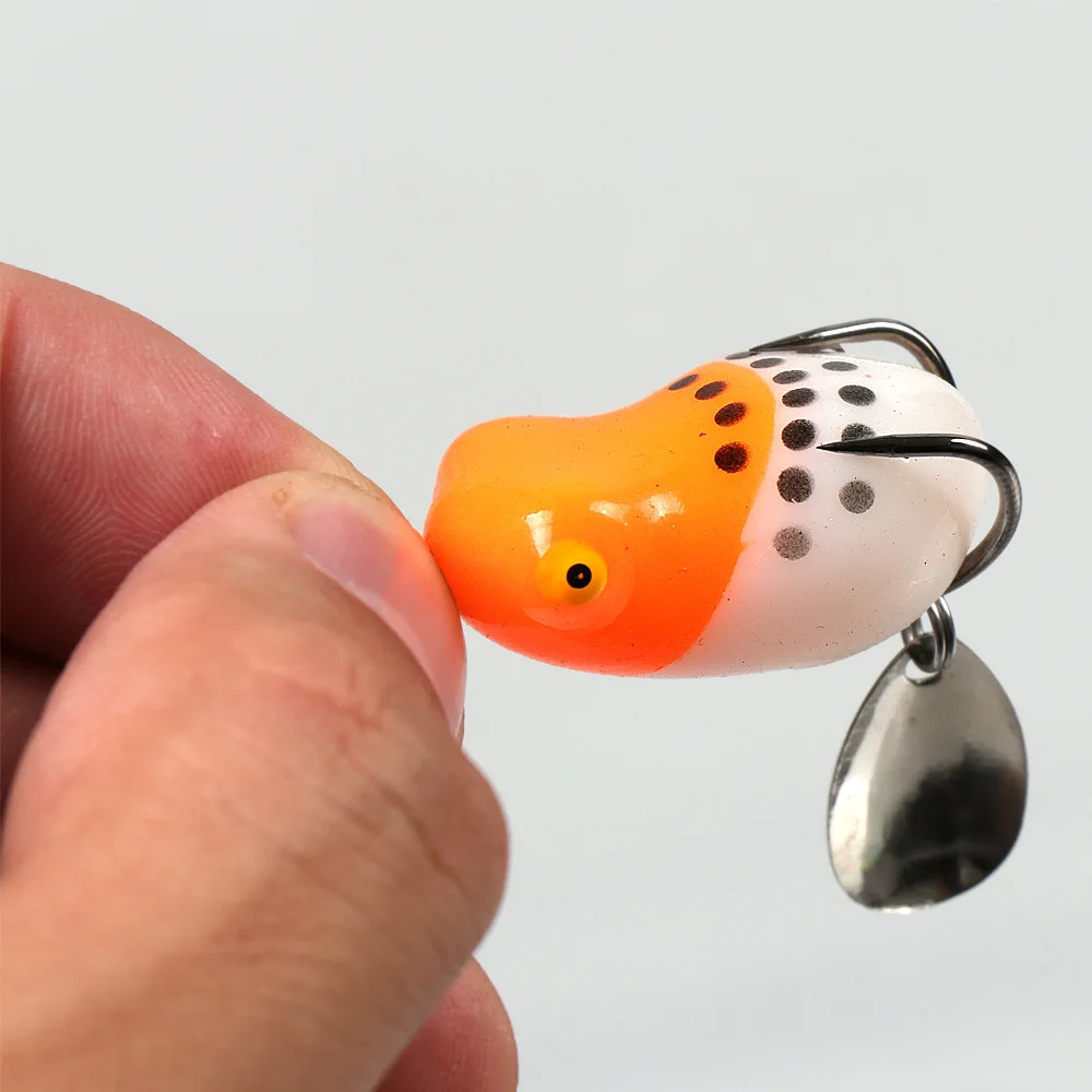 Señuelo de rana de pesca, Mini señuelo suave de 3cm/4,2g, anzuelos dobles, cebo Artificial de rana de Rayo de agua superior - imagen 5