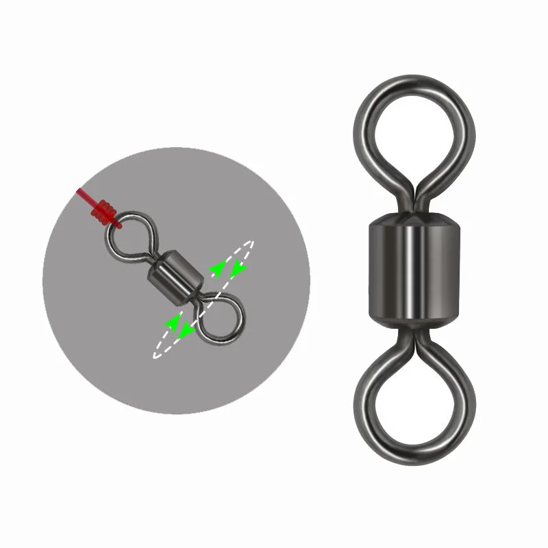 Conector de pesca giratorio de 50 piezas, anzuelo de pesca de acero inoxidable, señuelo a presión, anillo sólido, aparejos giratorios, accesorios de pesca - imagen 2