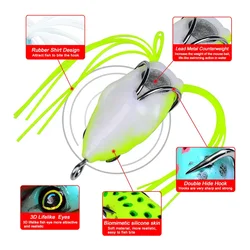 Señuelo Rana Ray – Topwater ojos 3D anzuelos dobles
