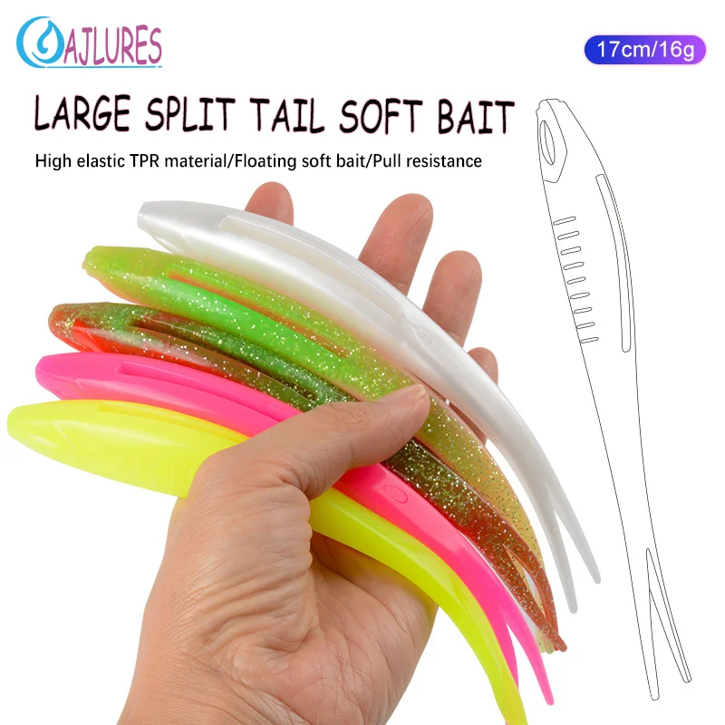 Señuelo Swimbait flotante TPR – Cola bifurcada en V con brillo - imagen 2