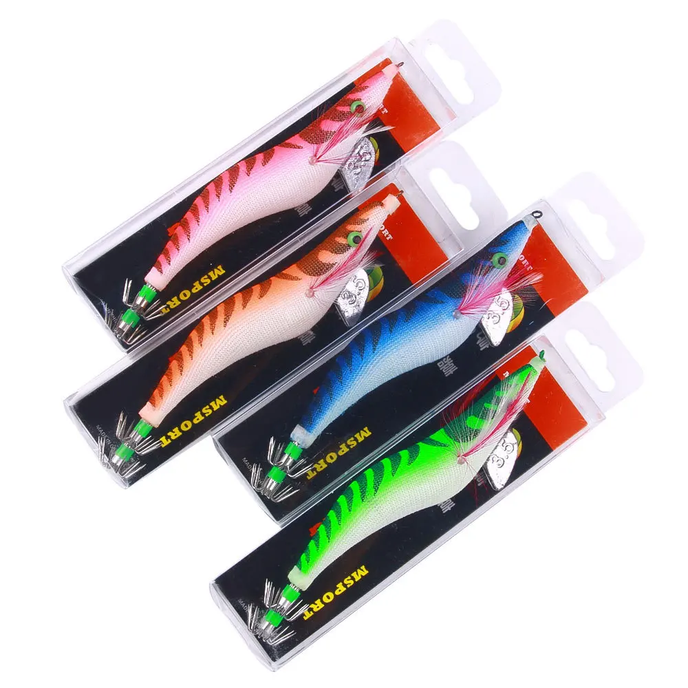 Señuelos de pesca Jig de calamar hecho a mano Camarones de madera 13,5 cm 19,8 g 3,5 #   Plantillas de ganchos de explosión - imagen 5