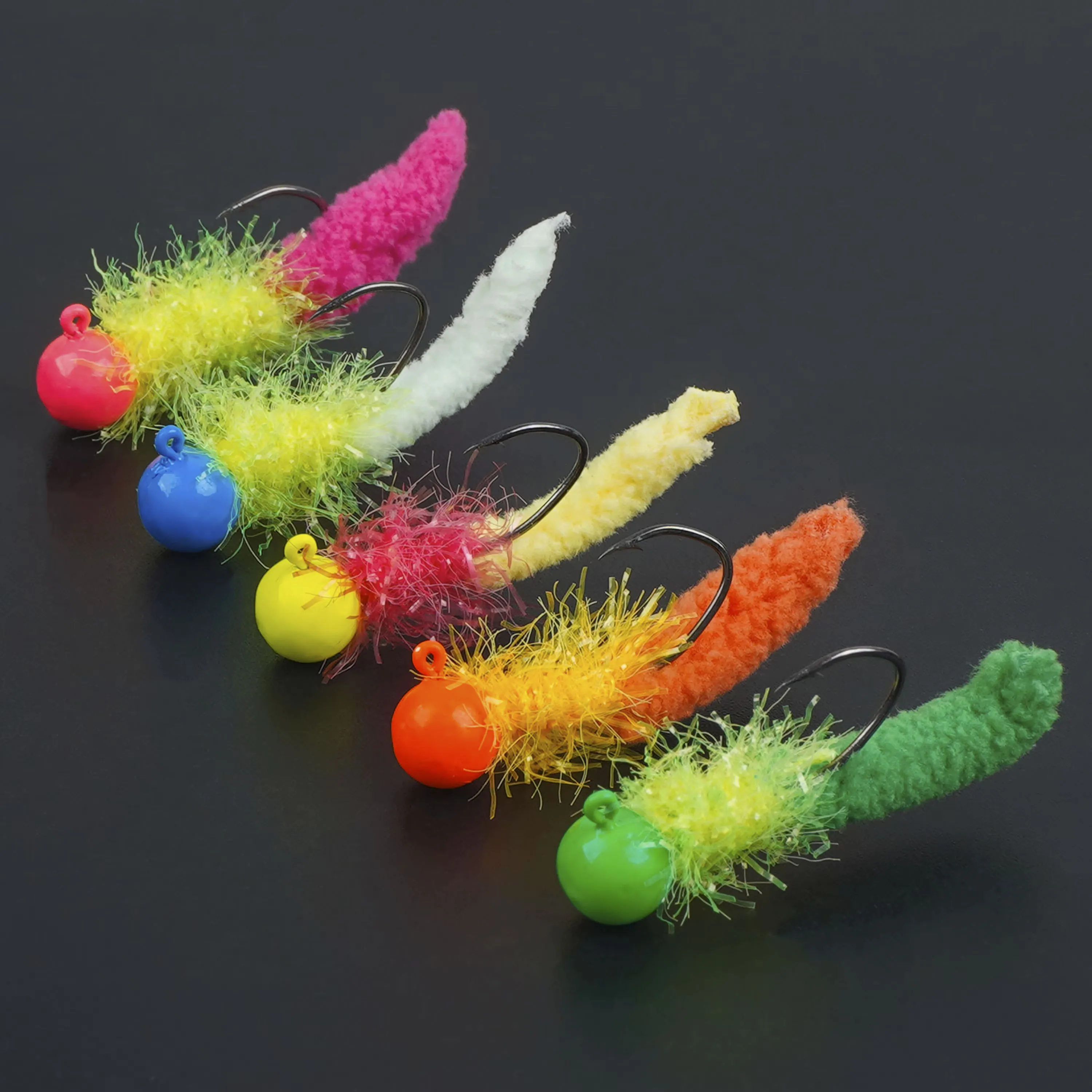 25pcs Crappie Jigs Jig Heads with Feather Hand-Tied Marabou Jigs 1.75g 3.5g 5g Fishing Hair Jigs for Ice Fly Fishing Lures - imagen 2