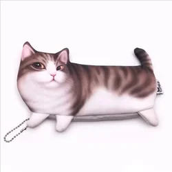 Nuevo Bolsa de lápices de gato simulado 3D, estuches de bolígrafos de dibujos animados encantadores de gran capacidad, bolsas de recepción, tela de colegiala, papelería escolar de arte