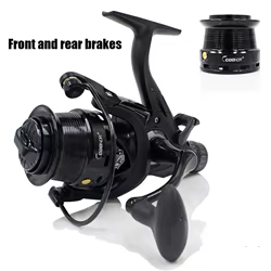 Carrete de pesca de carpa 9 + 1 doble fuerza de descarga freno delantero y trasero rueda giratoria carretes de sedal 5,2: 1/4,7:1 relación de engranaje