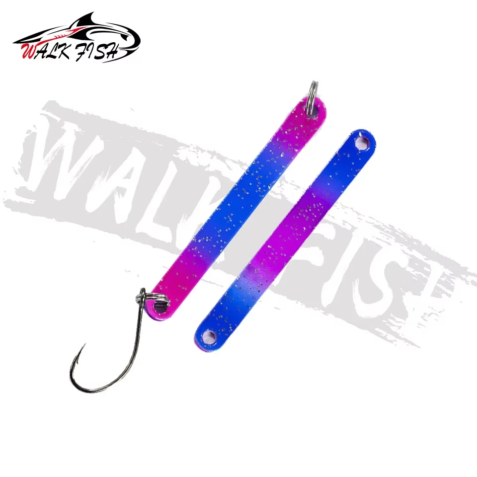 WALK FISH 1 Uds 50mm 2,5g cuchara de Metal señuelo de pesca lentejuelas de colores tiras largas lentejuelas de Metal de doble cara cebo duro hojas de cobre - imagen 2